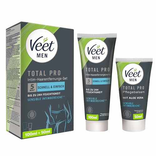 Detalle de Veet Men Intim Haarentfernungs-Set für Männer mit Pflegebalsam, 150 ml – Intimbereich entfernen und Haut pflegen