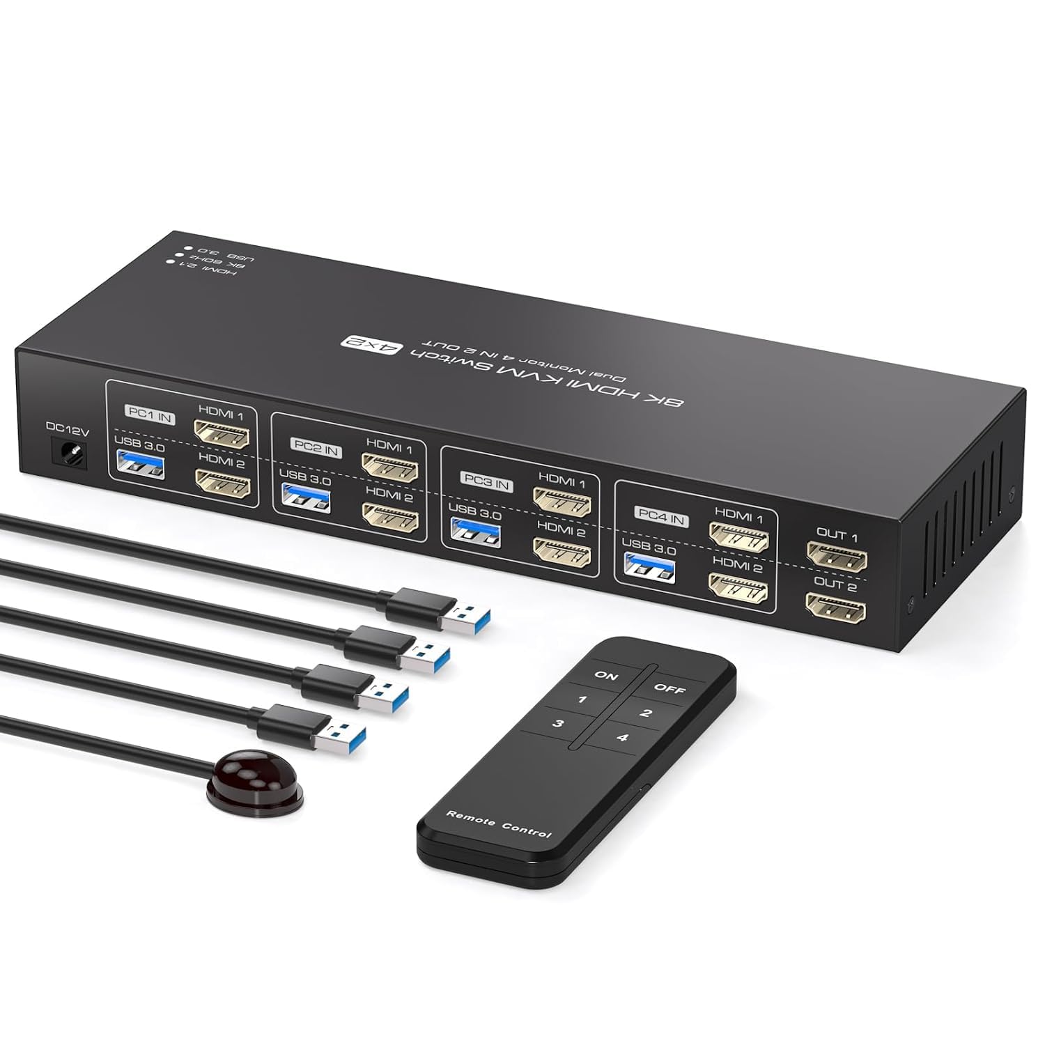 Detalle de PVBCTCSID SW24305221153 4-Computer Dual-Monitor HDMI KVM Switch with EDID