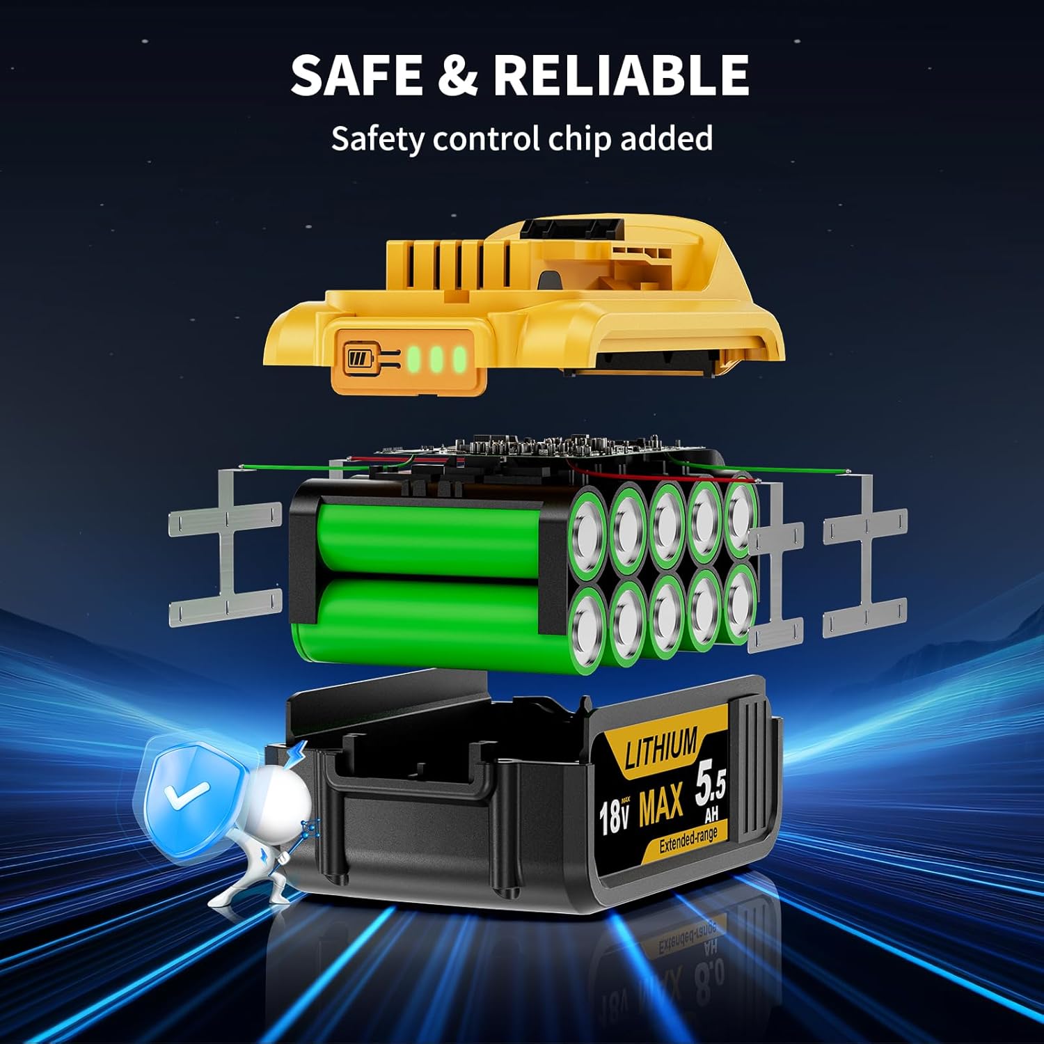 Thumbnail 5 de Dewalt 18V 5500mAh Replacement Battery 2-Pack