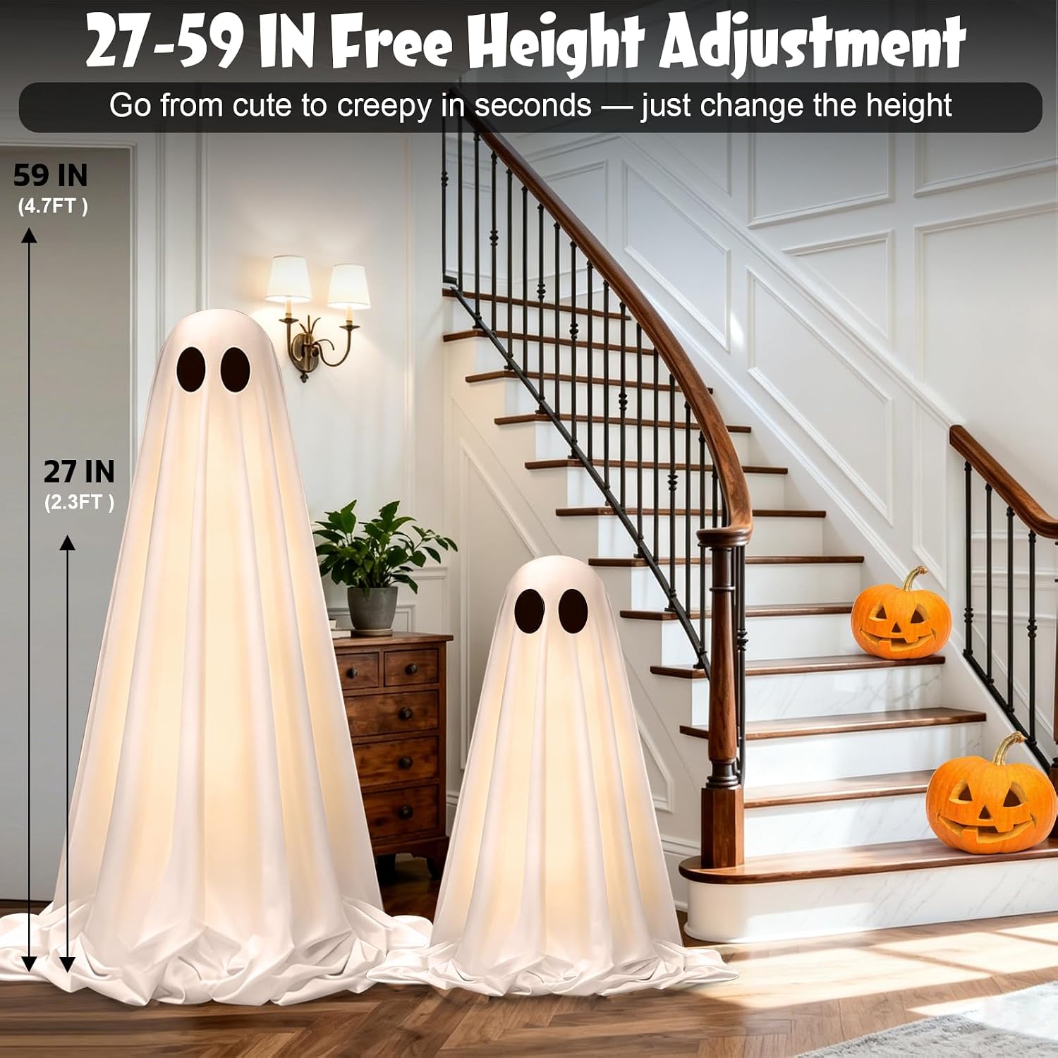 Detalle 2 de Light-Up Halloween Ghost Decorations, 2-Pack