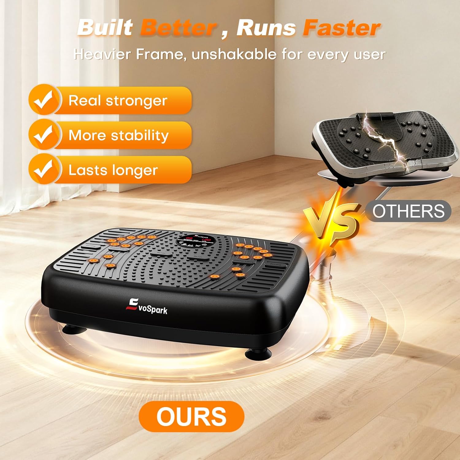 Detalle 2 de EvoSpark Vibration Plate Exercise Machine, 120 RPM, 3 Modes, Remote Control