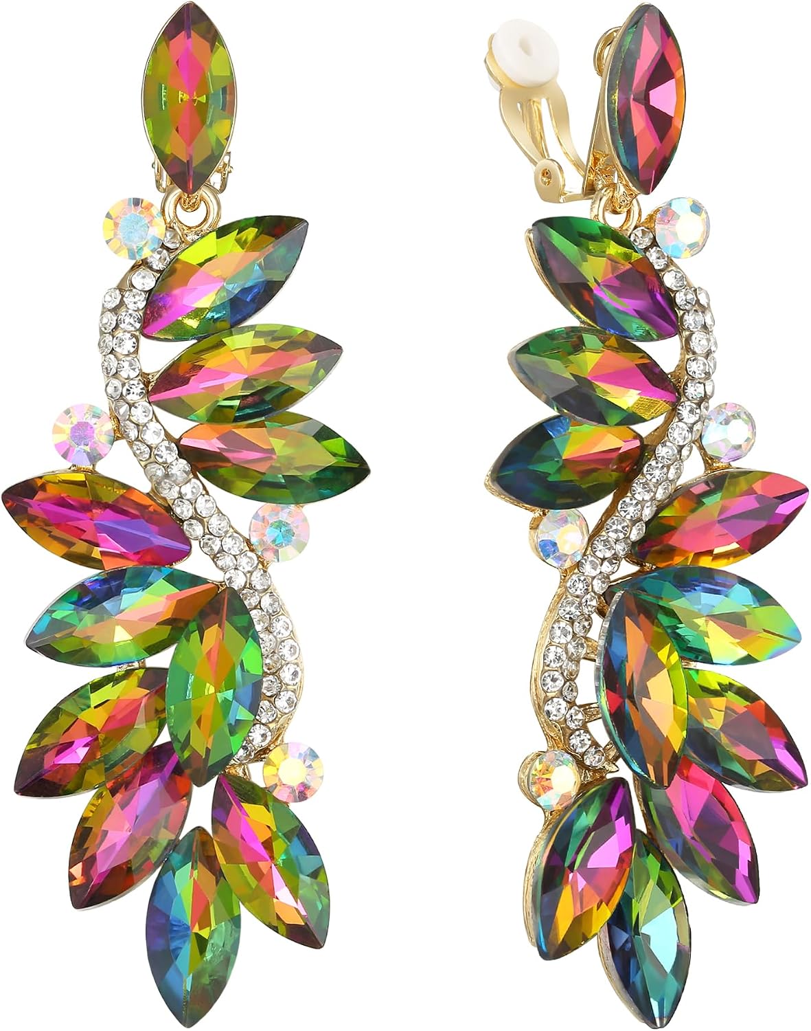 Thumbnail 6 de Clearine Femme Vogue Mariée Noces Cristal Fleur Romantique - Boucles d'Oreilles Clip-On
