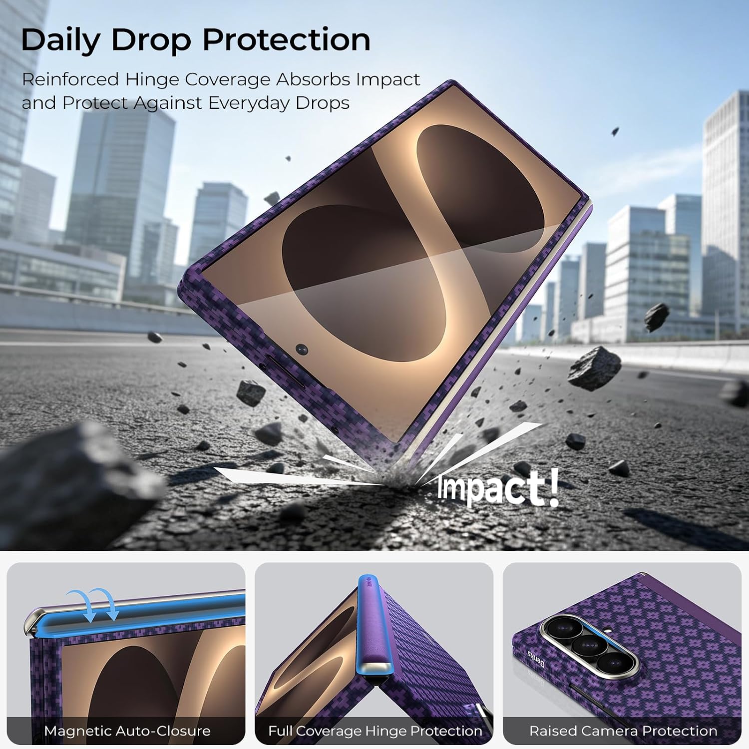 Detalle de BENKS ArmorGrid Air Grand Combo Case for Galaxy Z Fold 8 Ultra, Kevlar