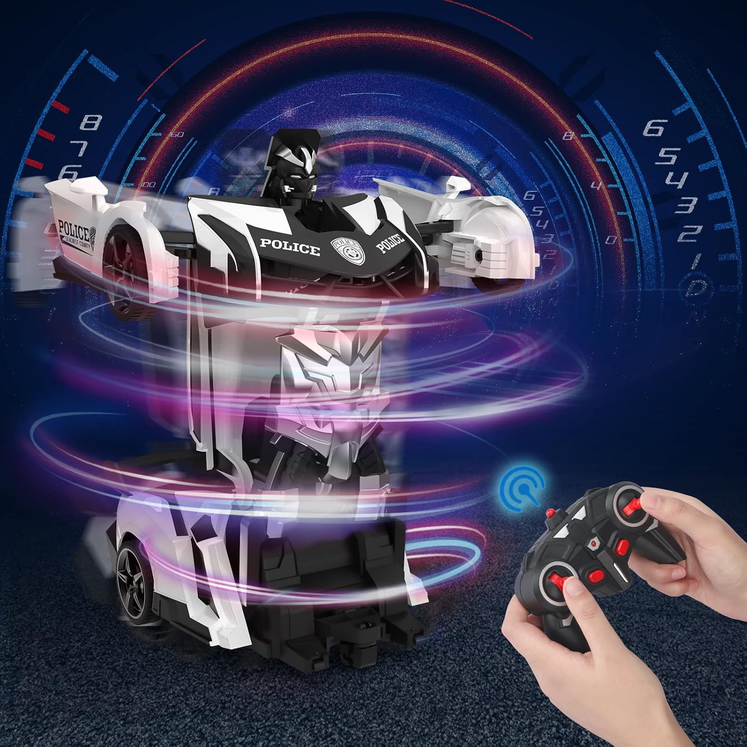Detalle 2 de Macchina radiocomandata 2 in 1 trasformabile auto/robot a 360° 2.4Ghz Giochi per bambini 3-10 anni