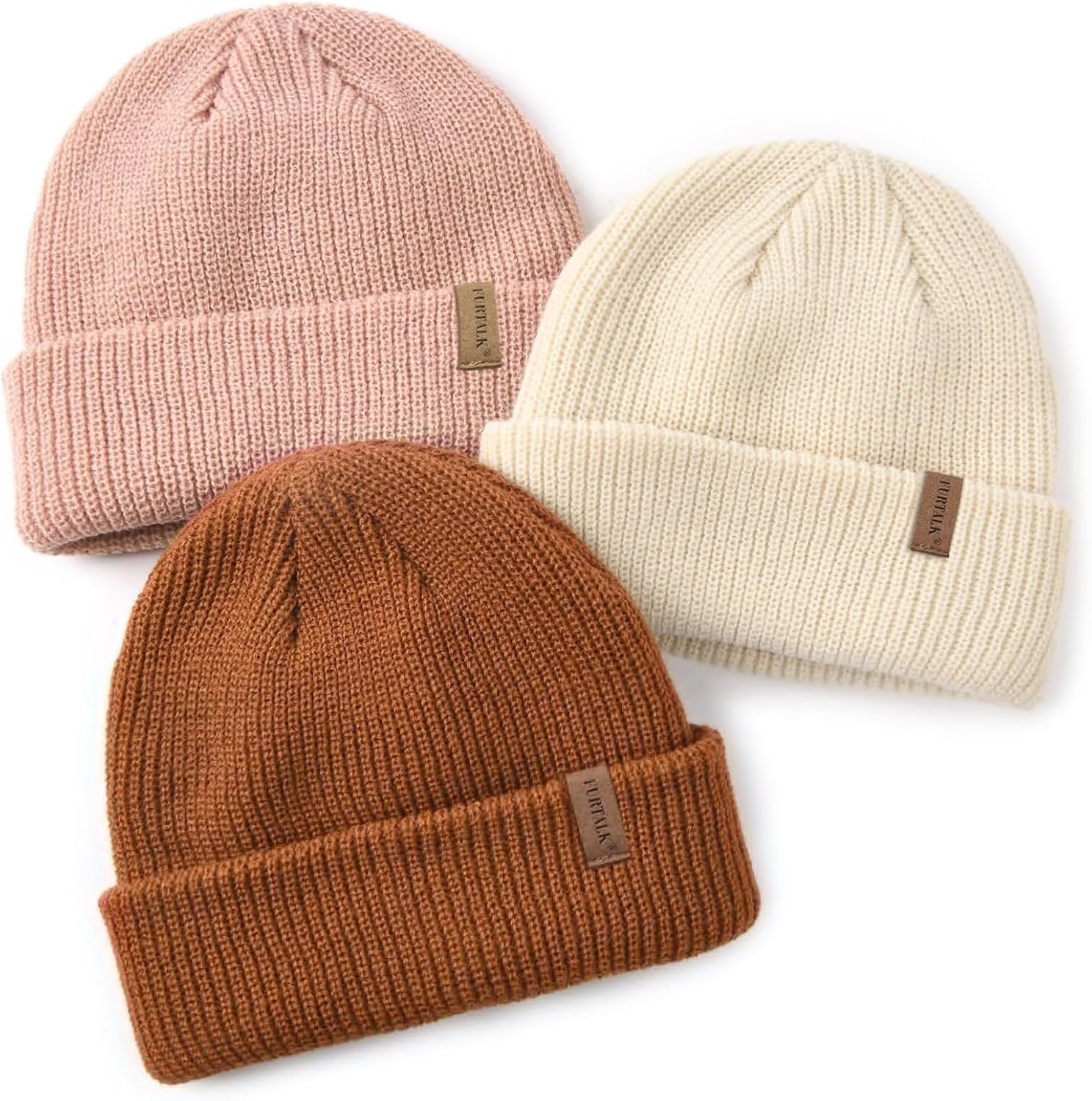 Detalle de FURTALK Toddler Knit Beanie, Double-Layer Acrylic, Stretchy Sizes from 0–8 Years