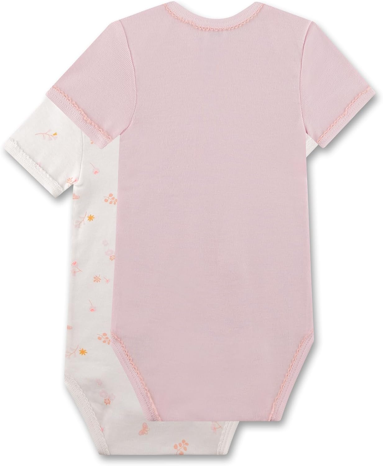 Detalle 2 de Sanetta Baby-Body kurzarm im Doppelpack rosa & off-white Blumen (2er Set) aus Bio-Baumwolle