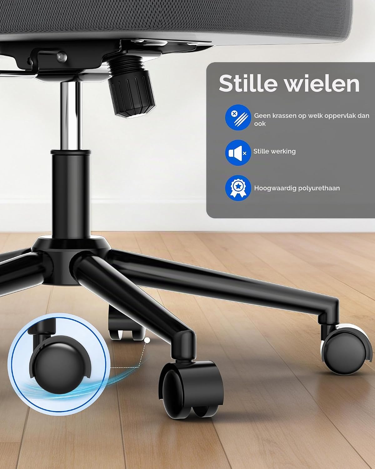 Thumbnail 4 de naspaluro M ergonomische bureaustoel met mesh, lendensteun en opklapbare armleuningen