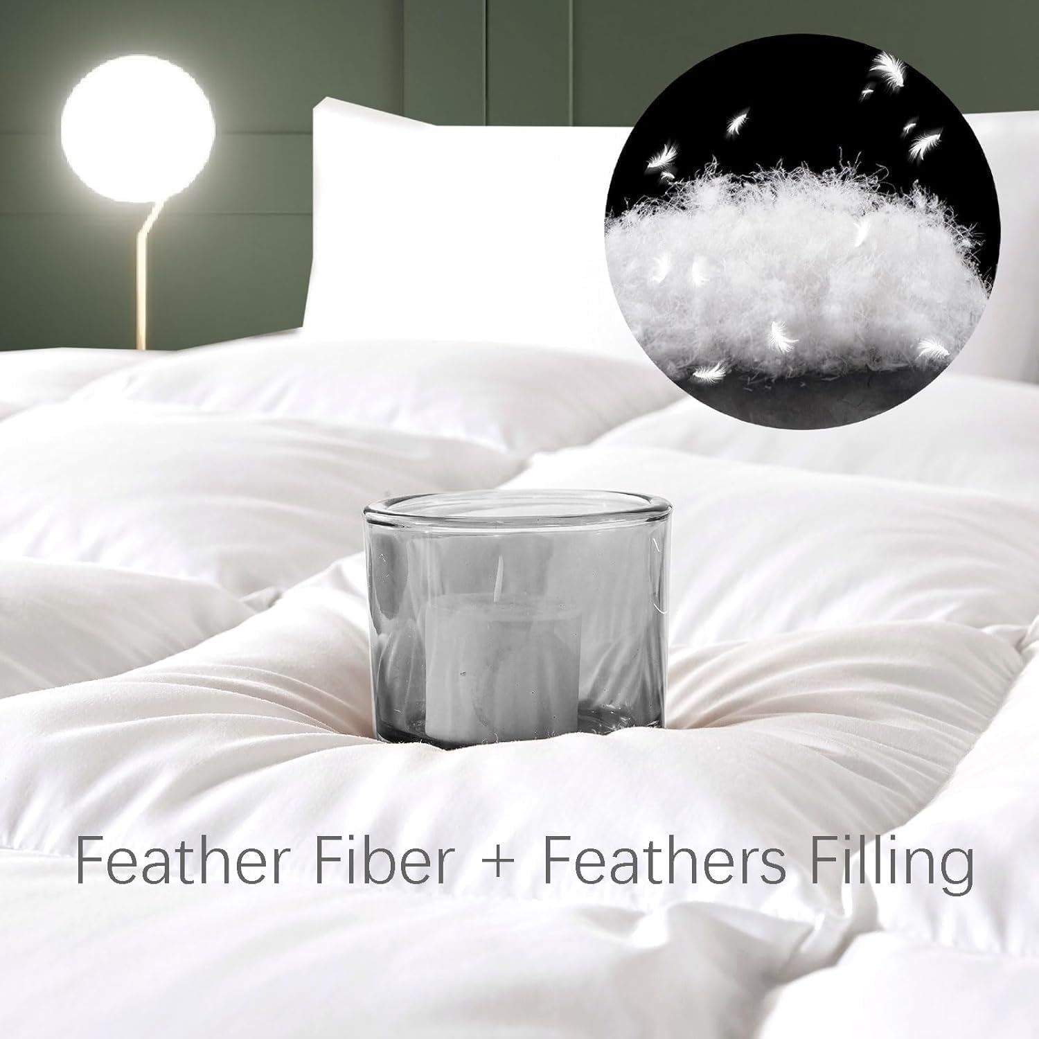 Detalle 2 de WhatsBedding CA-GOLD-DC-LPT-HQ Queen Feather-Down Comforter with Cotton Cover