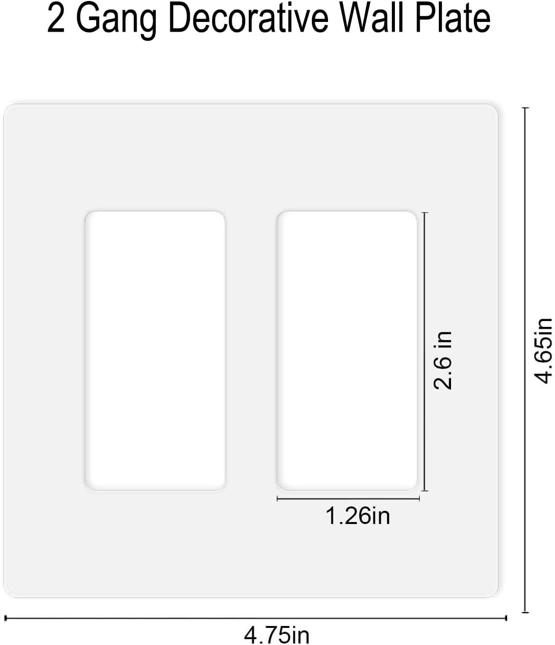 Thumbnail 2 de ZEFTV 2-Gang Screwless Decorator Wall Plates, White Polycarbonate, 10-Pack