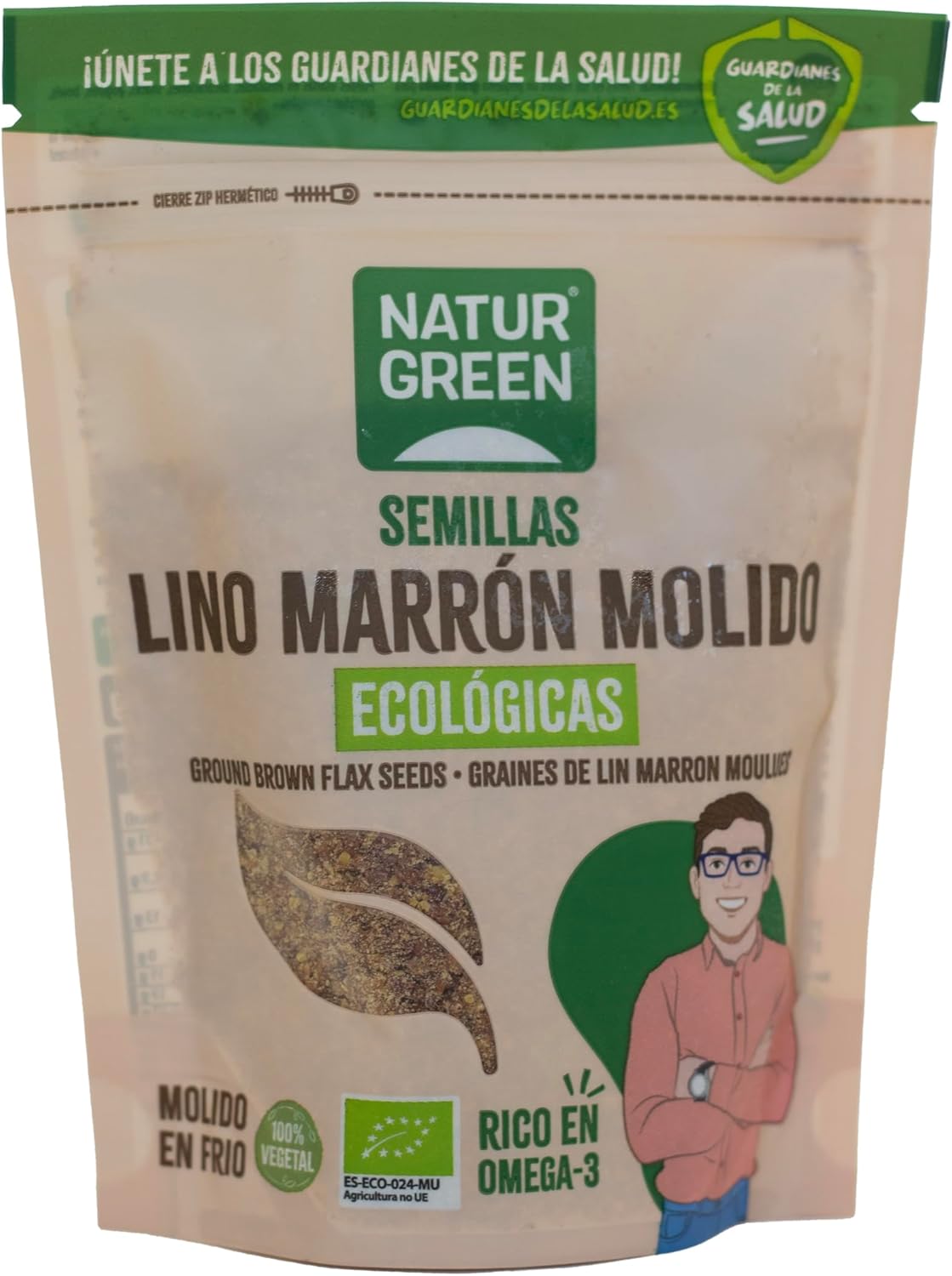 Thumbnail 1 de NaturGreen Semillas de Lino Marrón Molido Bio 🌱 Pack 9x150g