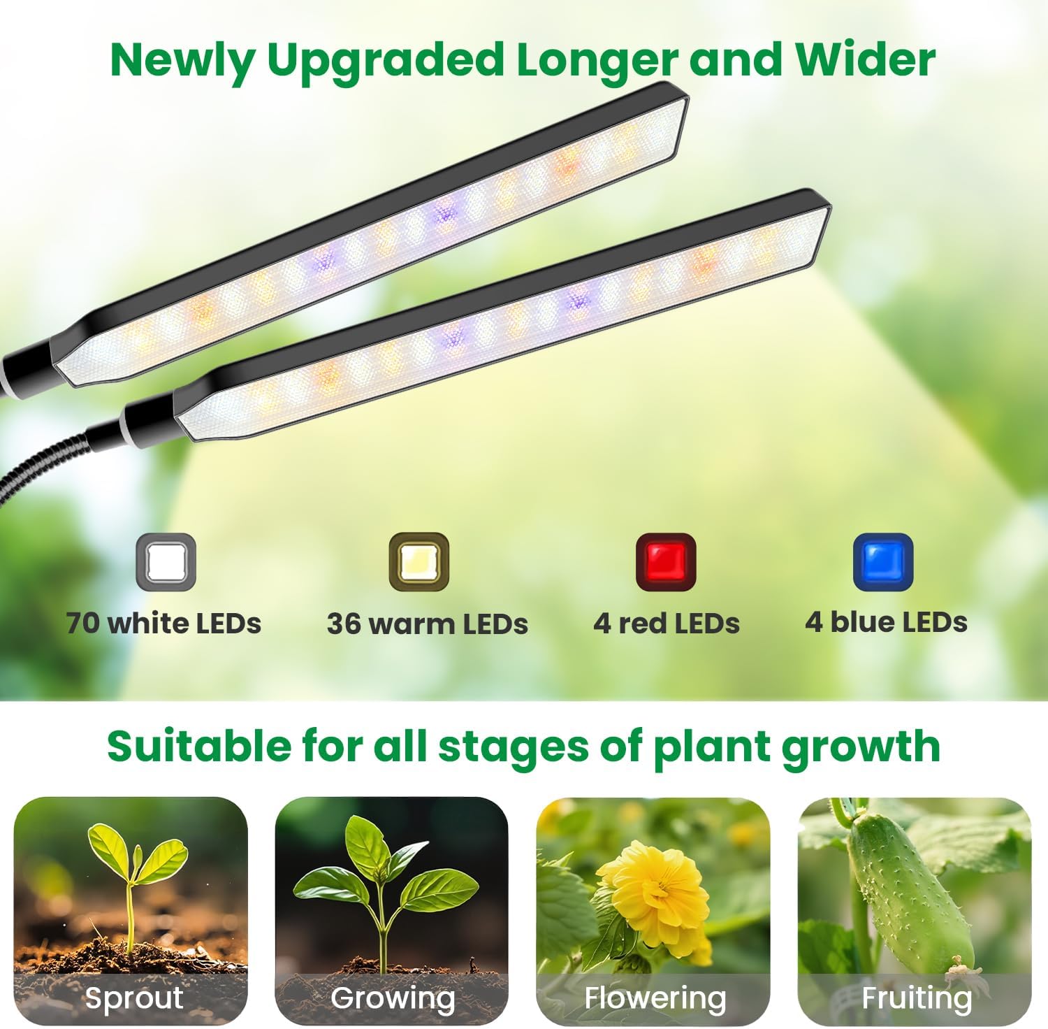 Detalle 2 de Aumtrly ZY-L20C Clip-On Grow Lights, 228 LEDs, Full Spectrum, 2-Pack