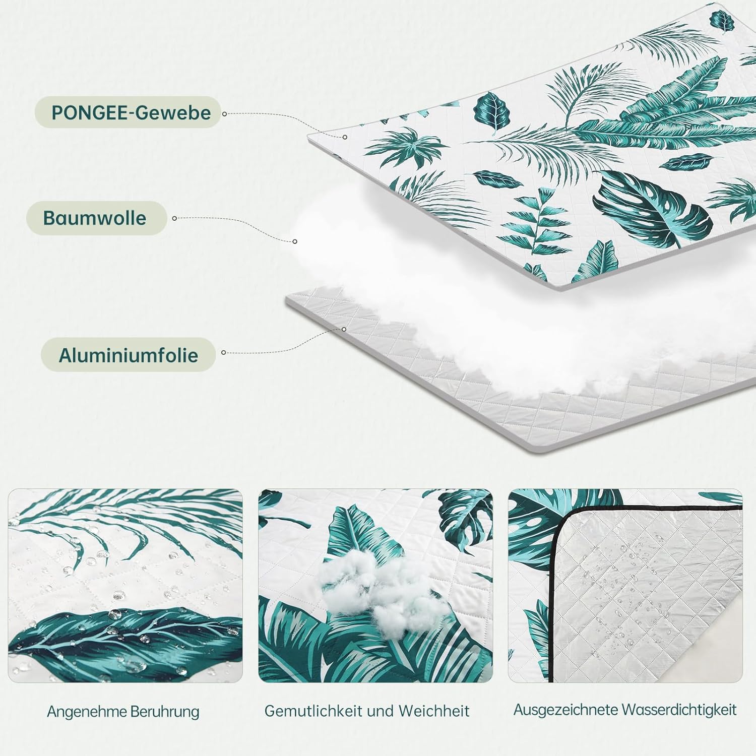 Thumbnail 1 de HAUSPROFI Picknickdecke 200×200 cm – wasserdicht & isoliert, inkl. Tragegriff und Heringen