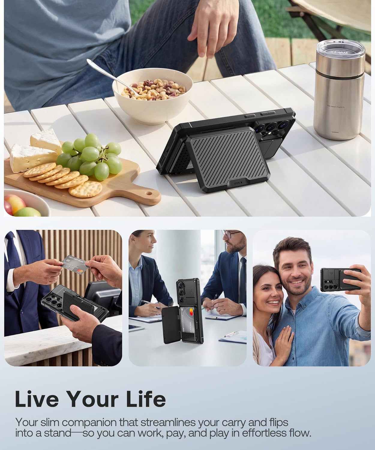 Thumbnail 4 de GOLBINBOX GolbinBox Case for Samsung Galaxy S26 Ultra (6.9 in) with Card Holder, Slide Camera Cover & RFID Protection — Ink Black