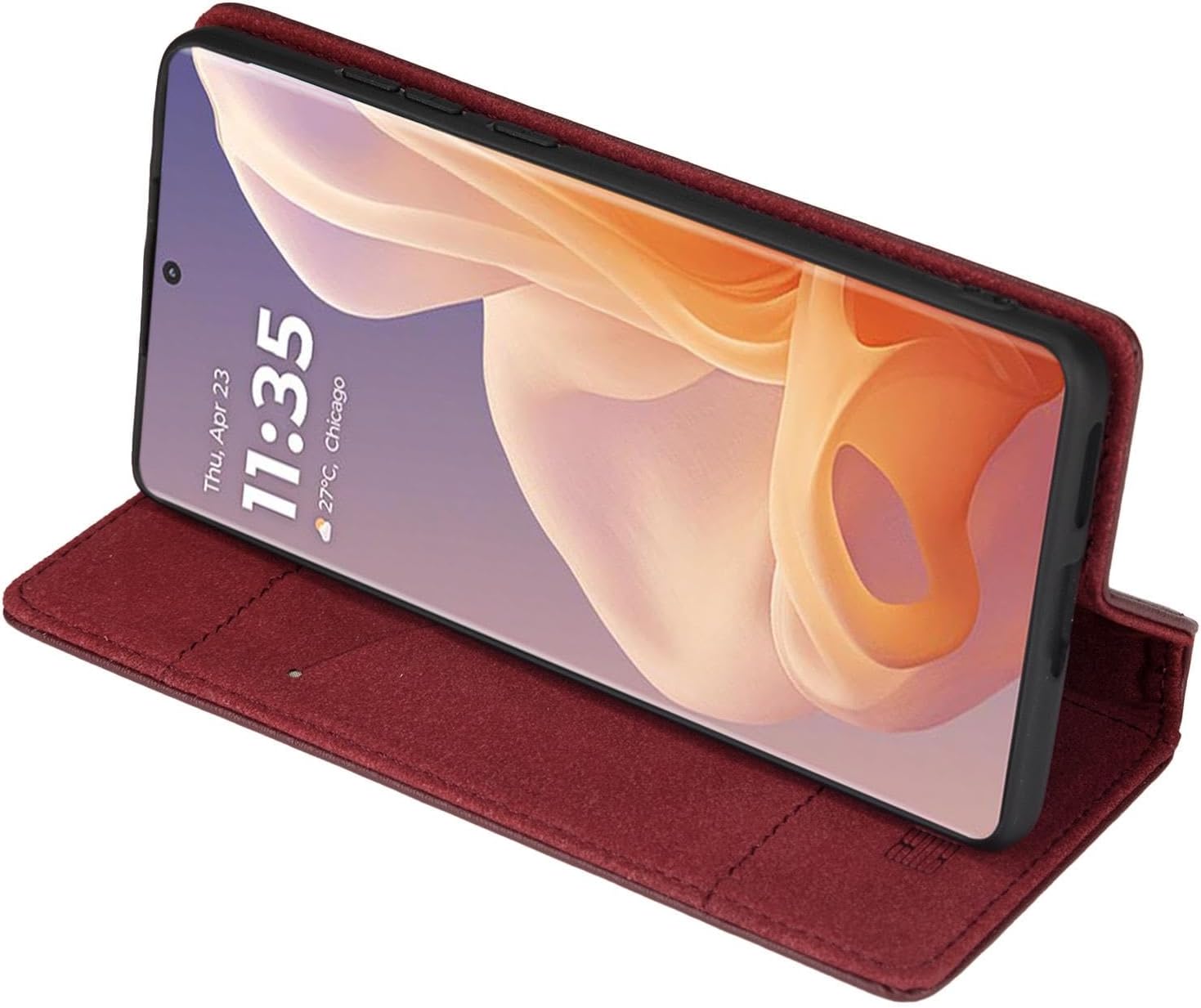 Thumbnail 3 de 32nd Classic Series 2.0 Real Leather Book Wallet Flip Case for Motorola Moto G85 – Burgundy