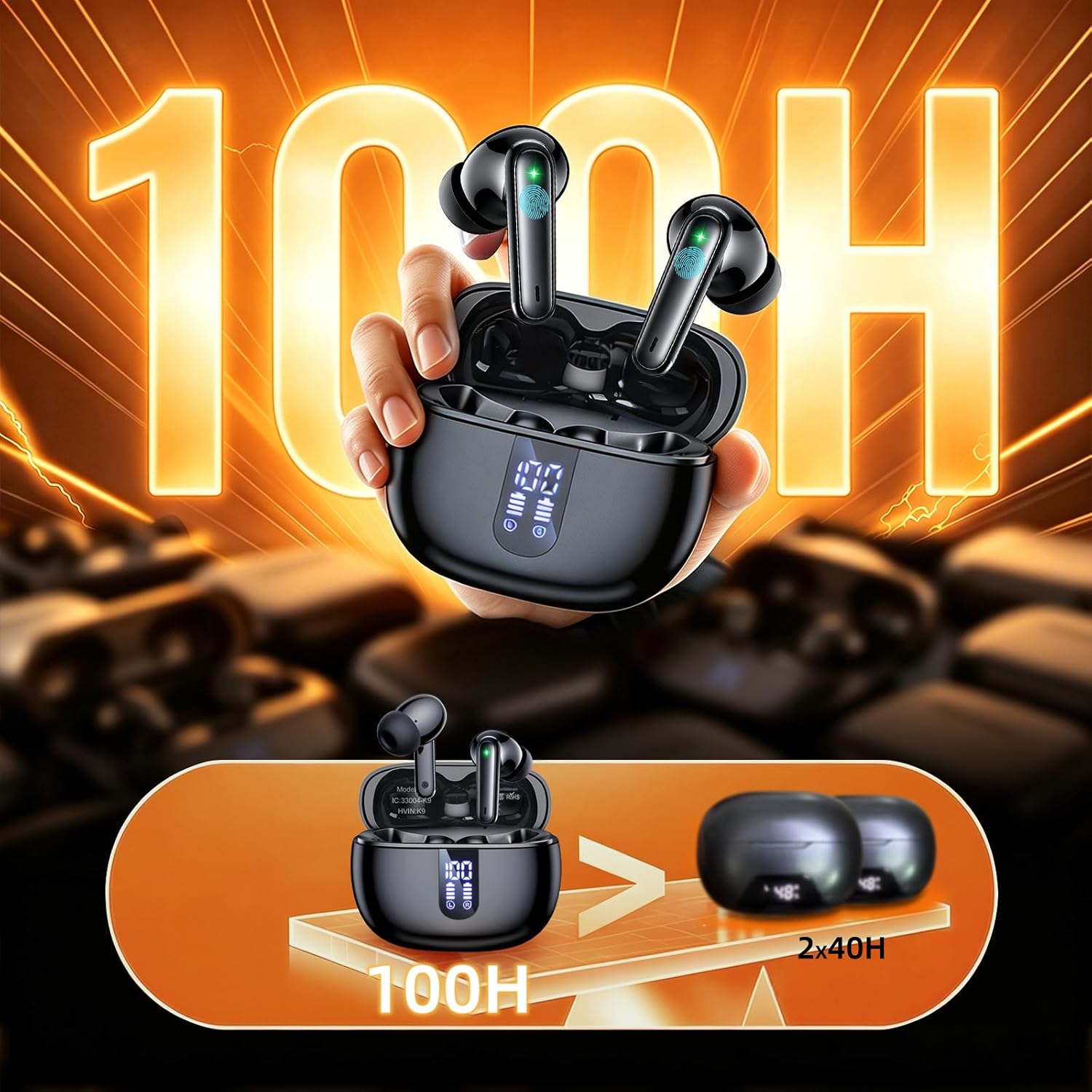 Thumbnail 6 de 14.2mm HiFi Wireless Earbuds with ENC AI Chip, Bluetooth 6.0, IPX7, 100h Playtime