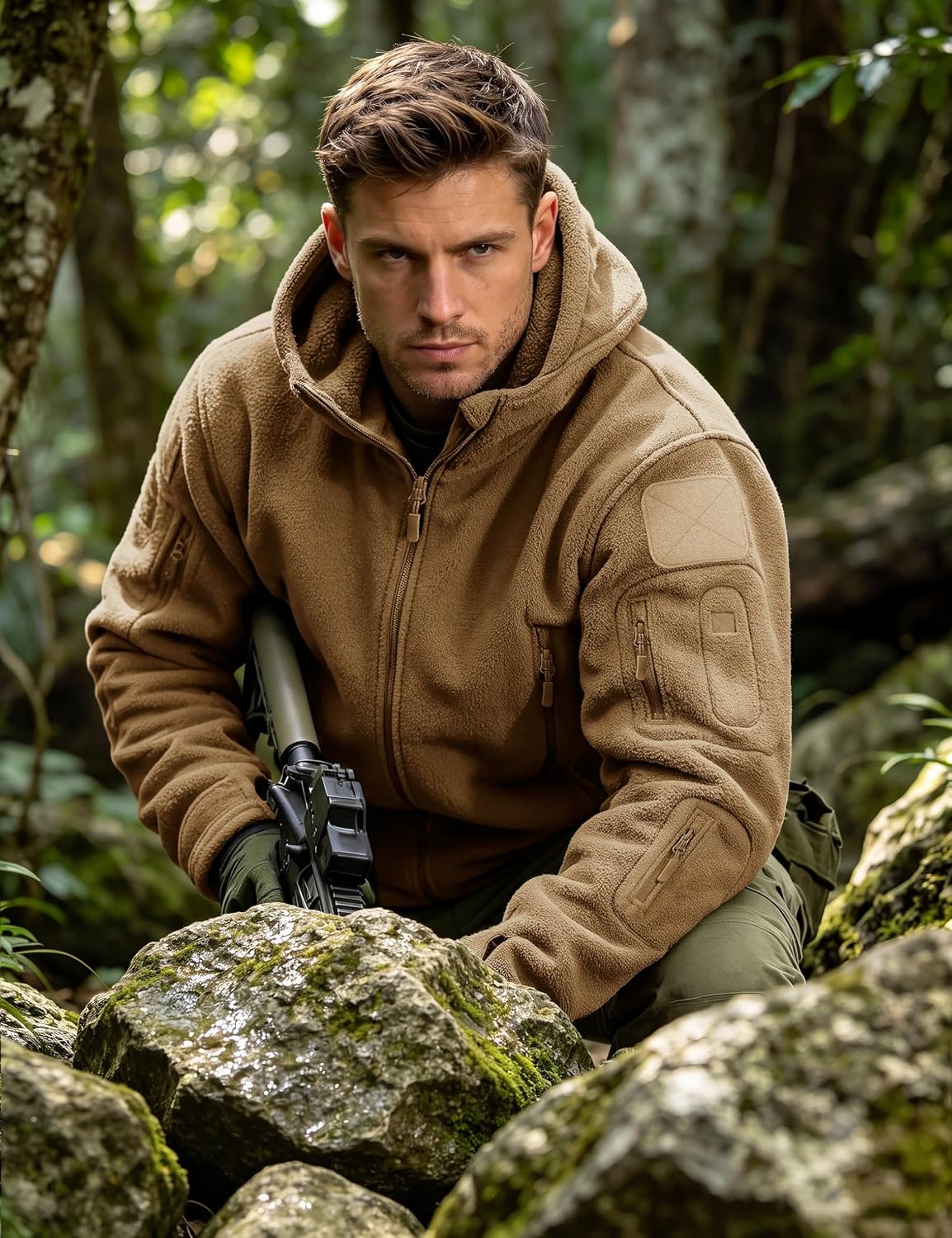 Detalle 2 de TACVASEN EZ-P9XR-B63Y Men's Full-Zip Fleece Jacket with Hood