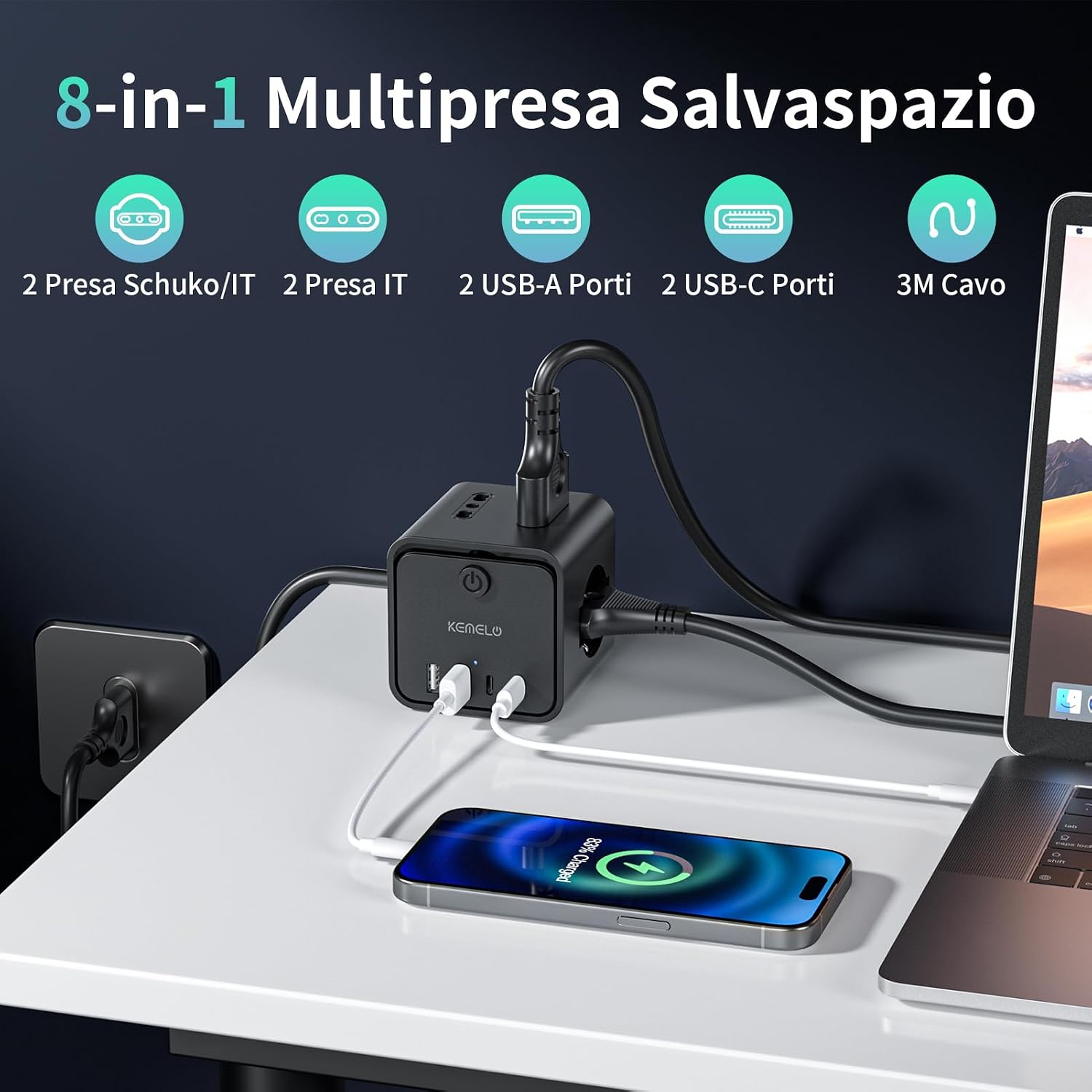 Detalle 2 de Ciabatta Multipresa 4 Prese 3 m con USB