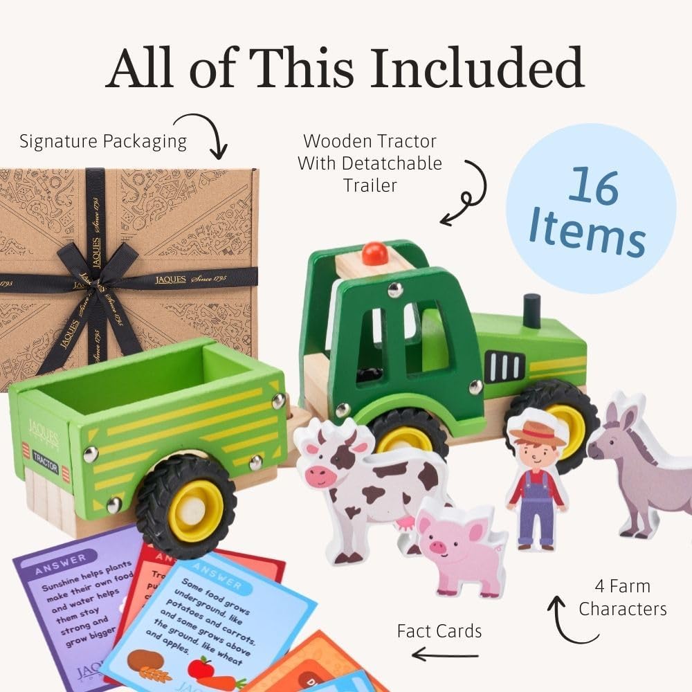 Thumbnail 1 de Jaques of London Wooden Tractor Toy – Red Tractor for Toddlers