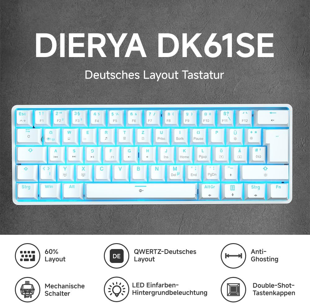 Thumbnail 1 de Dierya DK61SE-D Gaming Tastatur 60% mechanisch