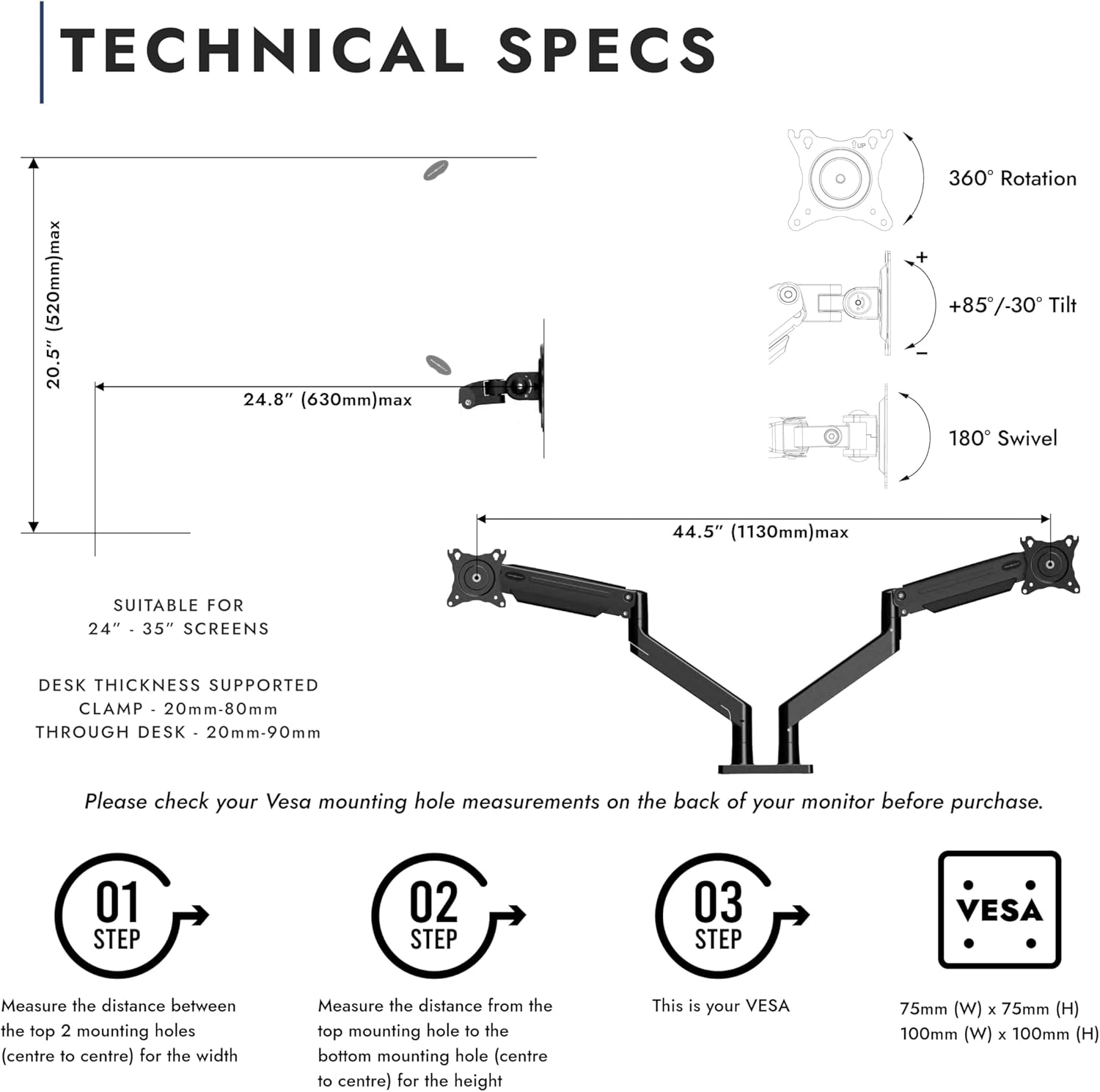 Thumbnail 5 de Invision MX900 Dual Monitor Arm