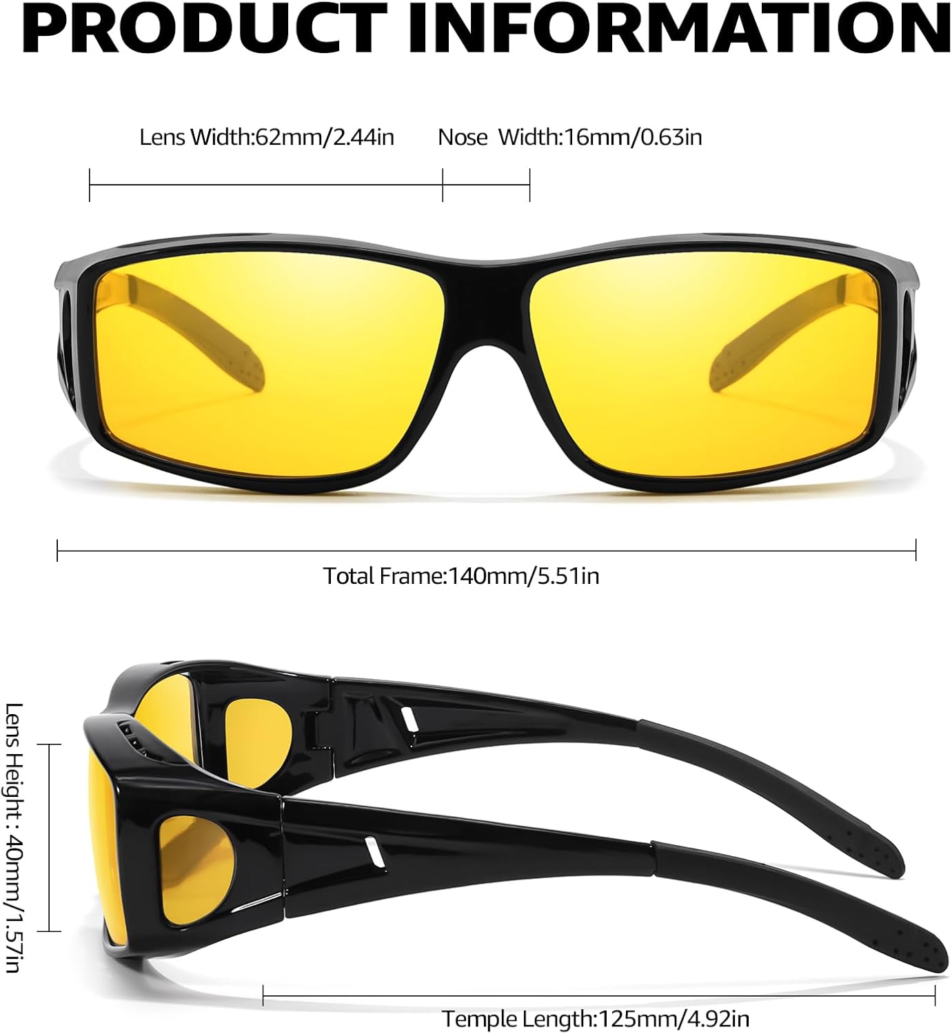 Thumbnail 4 de LVIOE 2er-Set Nachtsichtbrille mit gelben TAC-Linsen – polarisiert als Fit-Over-Brille für Nachtfahrten