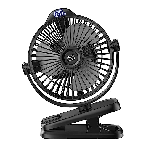 Detalle de Minthouz Ventilador Portátil con Clip: USB-C, 8000 mAh y 5 Velocidades para Camping, Hogar y Oficina