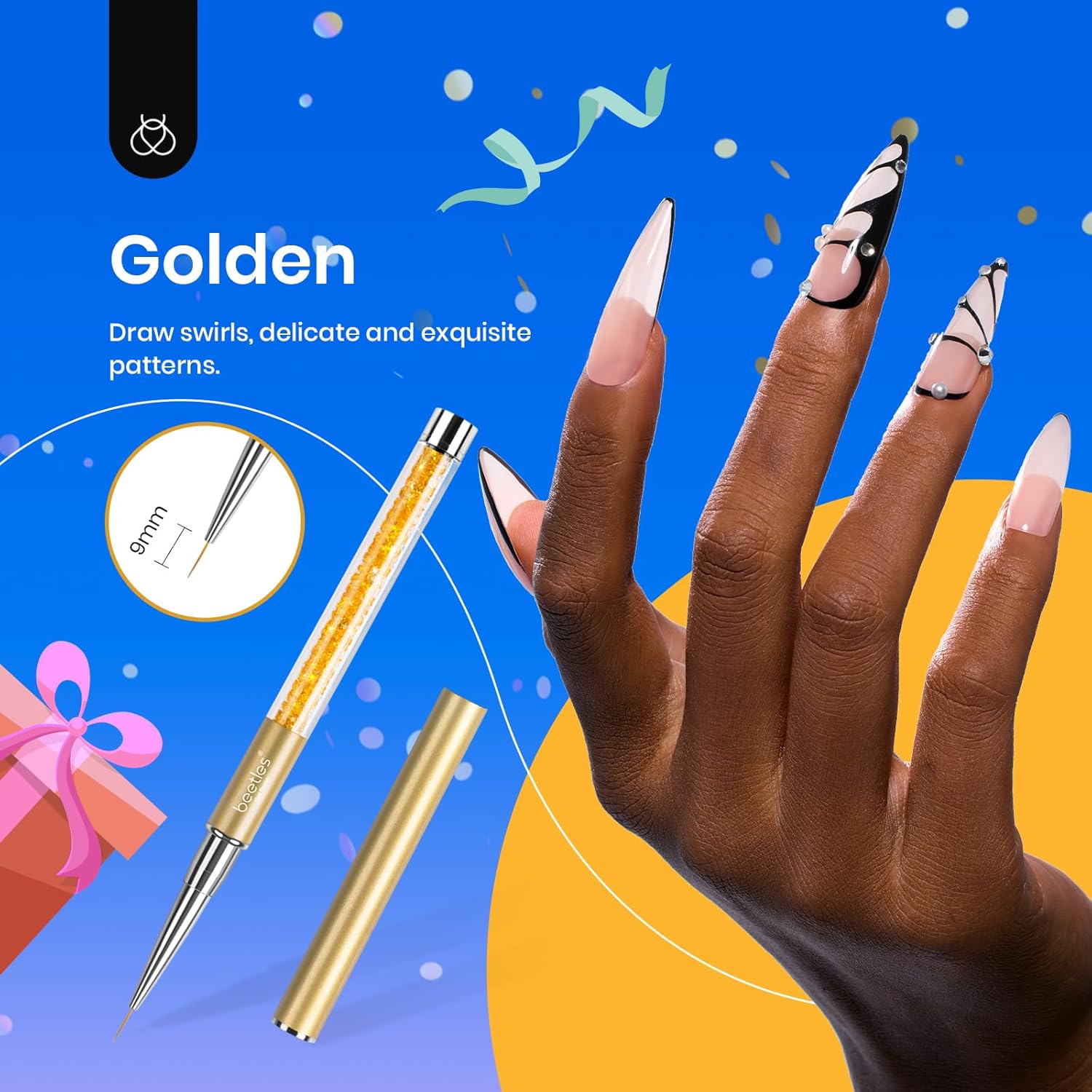 Thumbnail 3 de beetles Gel Polish Beetles Nagel Art Liner Pinsel Set (5-teilig) – Nagel-Designpinsel für Gel-Lack, feine Linien & Muster