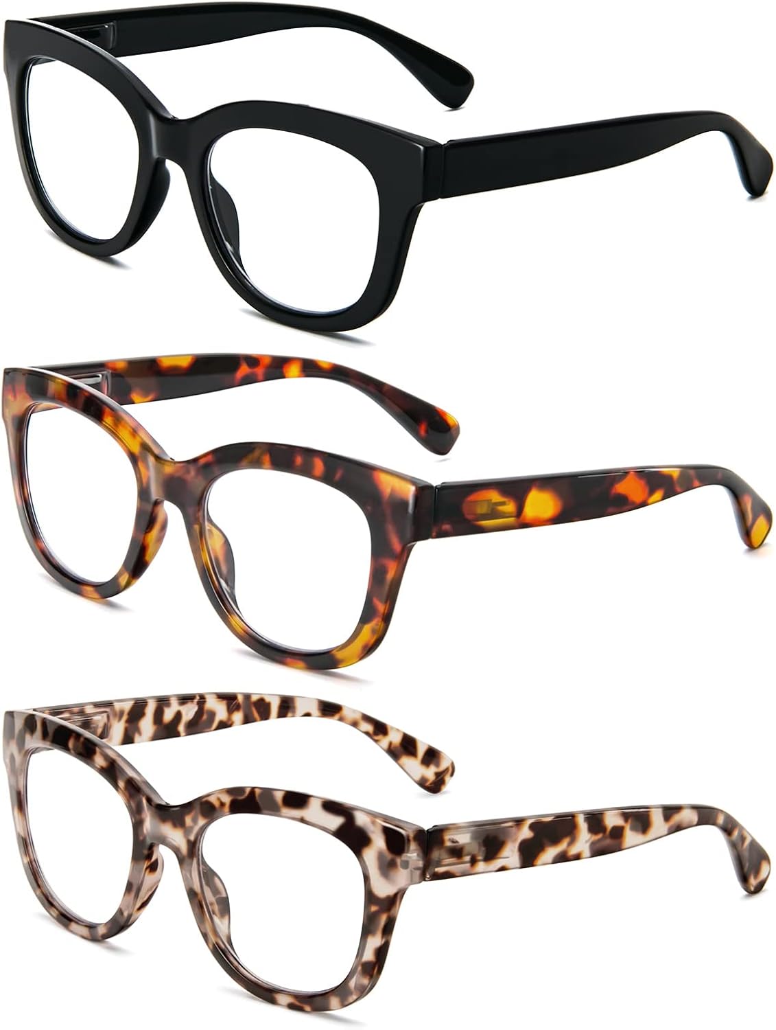 Thumbnail 6 de MMOWW Oversized Reading Glasses 3 Pack for Women with Blue Light Blocking and Spring Hinges, +1.5