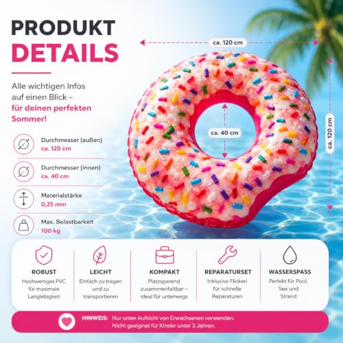 Detalle de Aufblasbarer Schwimmring Streusel Ø 120 cm von TK Gruppe Timo Klingler – Donut-Streusel Design