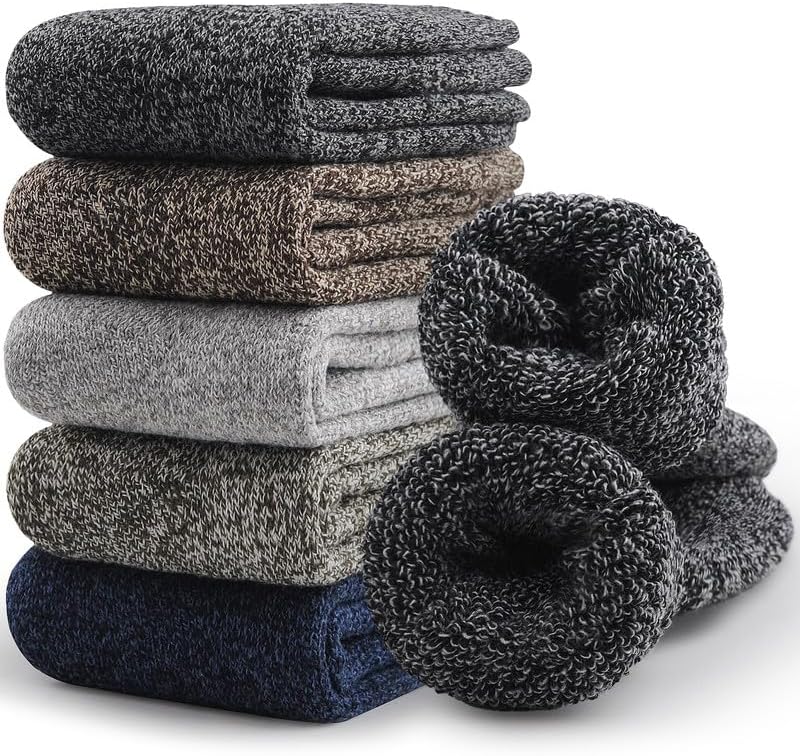 Detalle de SIMIYA sc10 Merino Wool Socks, Extra-Thick Cushioned Crew, 5 Pairs