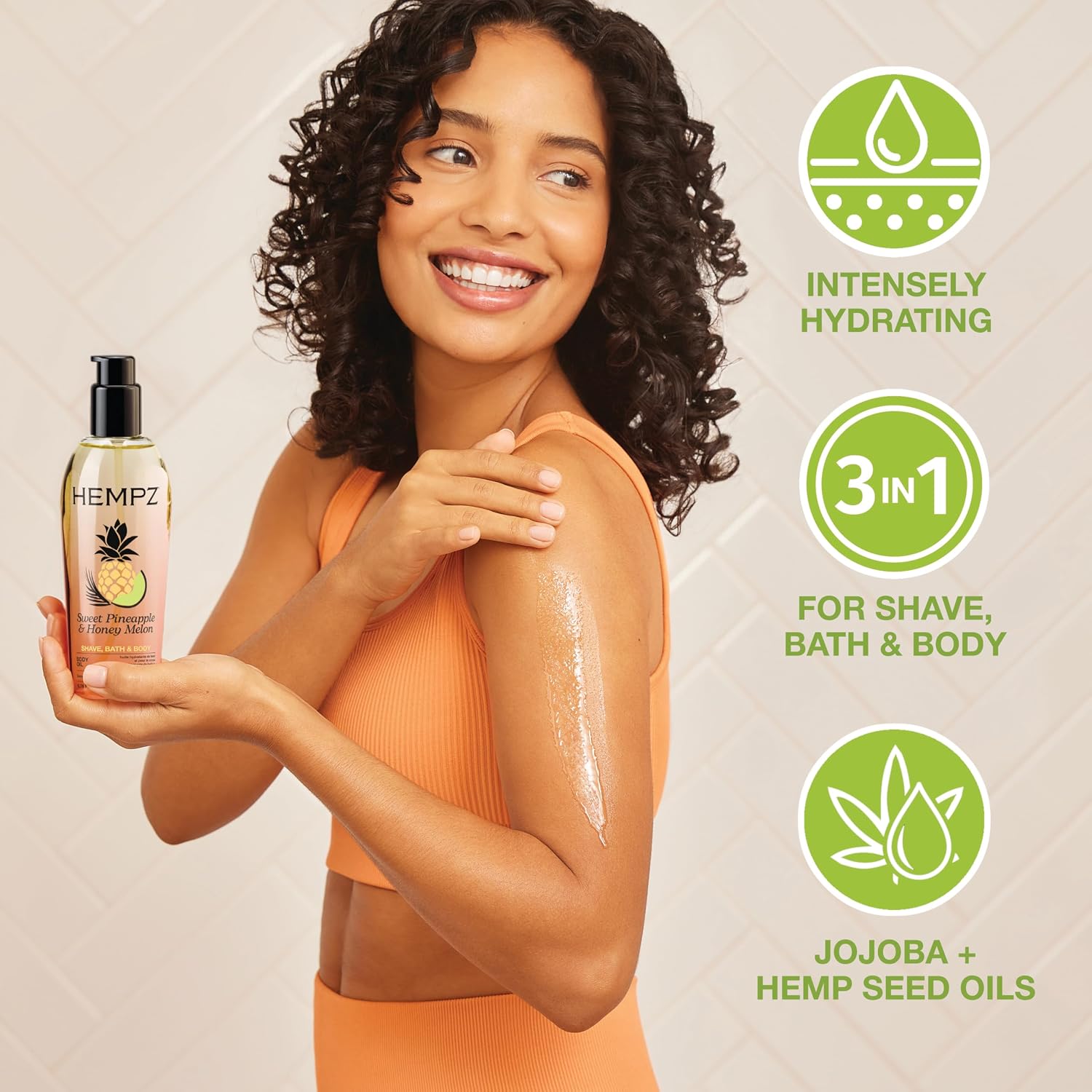 Detalle de Hempz Sweet Pineapple & Honey Melon Body Oil, 6.76 oz