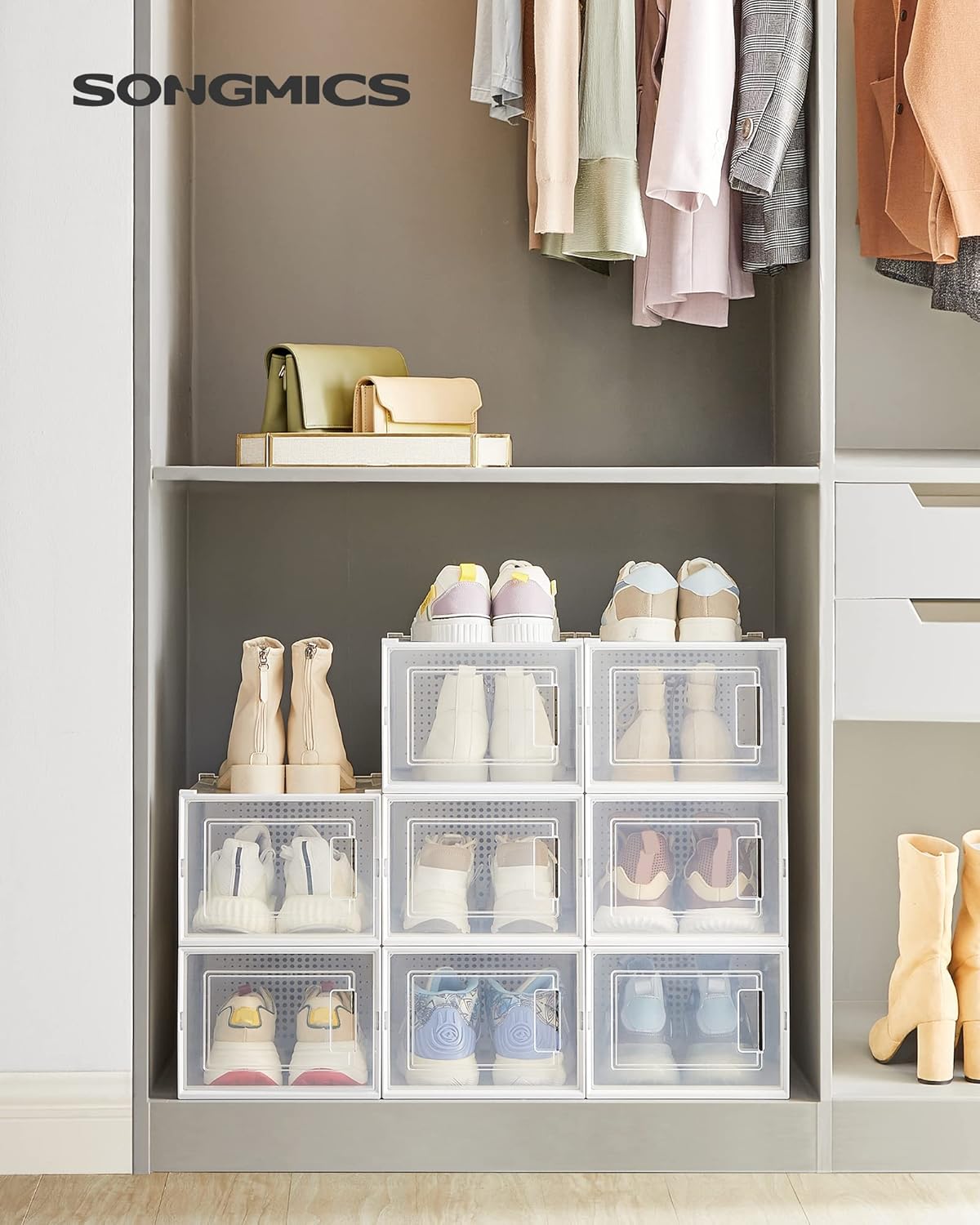 Detalle 2 de SONGMICS LSP08MWT Scatole per Scarpe 31x24,5x17,5 cm
