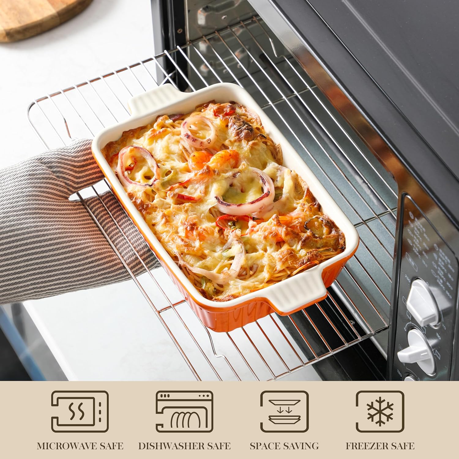 Detalle 2 de MALACASA Auflaufform Set 4‑teilig 37 cm 🍲