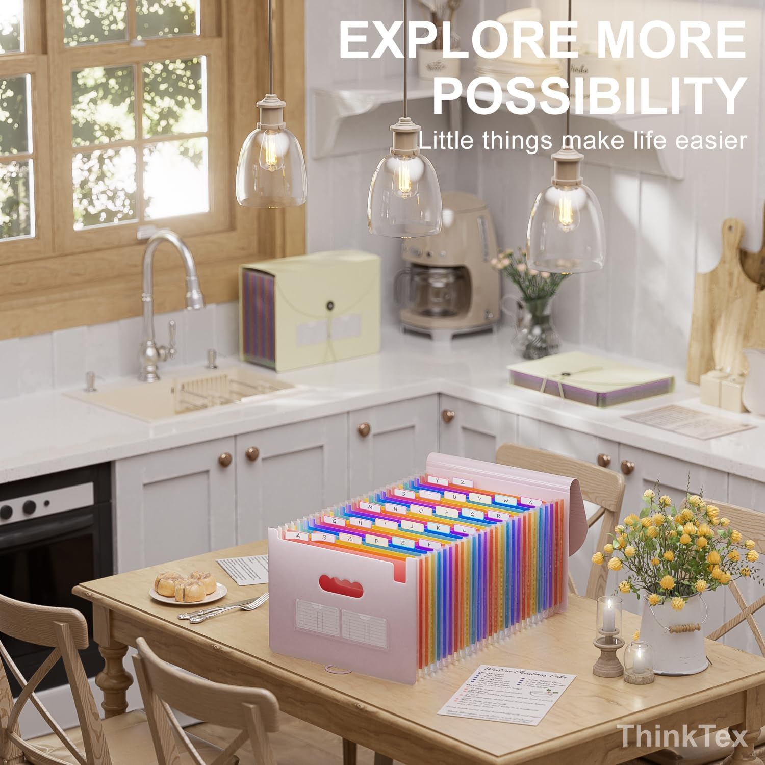 Thumbnail 5 de ThinkTex 26 Pockets File Organiser (A4) – Expanding Accordion Folder with Removable Tabs, Morandi Purple