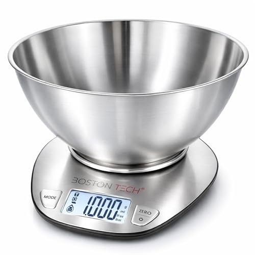 Detalle de Boston Tech Bilancia Cucina Digitale con Ciotola Rimovibile in Acciaio Inox, 5 kg/1 g