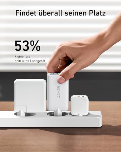 Detalle de Anker Nano II 65W USB C Ladegerät – 3-Port PPS Schnellladegerät, kompakt und zuverlässig