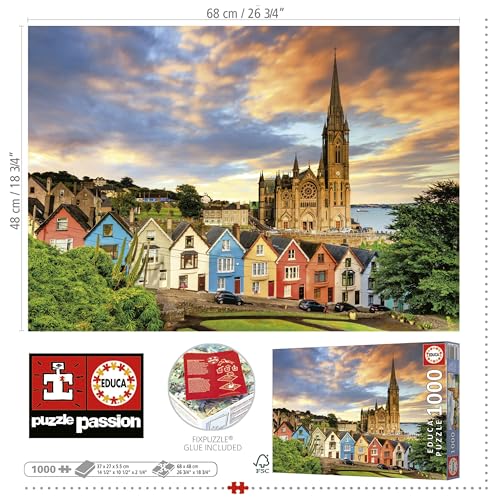Detalle 1 de Educa - Catedral de Cobh Irlanda 🏰 1000 Piezas, 68x48 cm, Incluye Cola