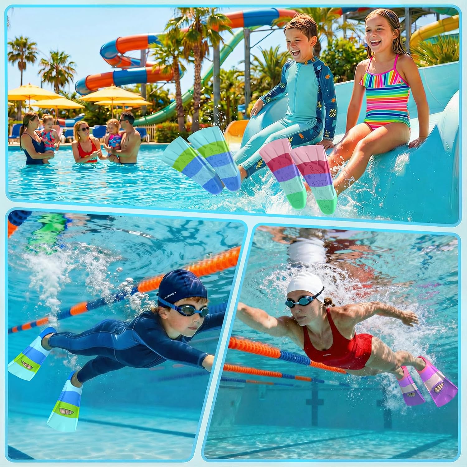 Thumbnail 5 de Gintenco Swim Fins Kids & Adult Training Fins (Travel Size) with Mesh Bag