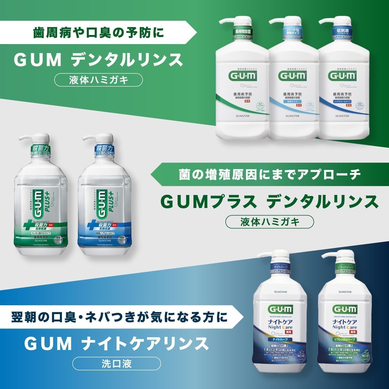 Thumbnail 6 de GUM ナイトケアリンス ナイトハーブタイプ ノンアルコール洗口液 900ml×2本