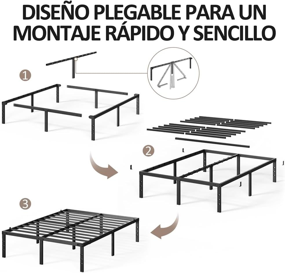 Thumbnail 4 de Yaheetech Bastidor de Cama Metálico 160x200 cm
