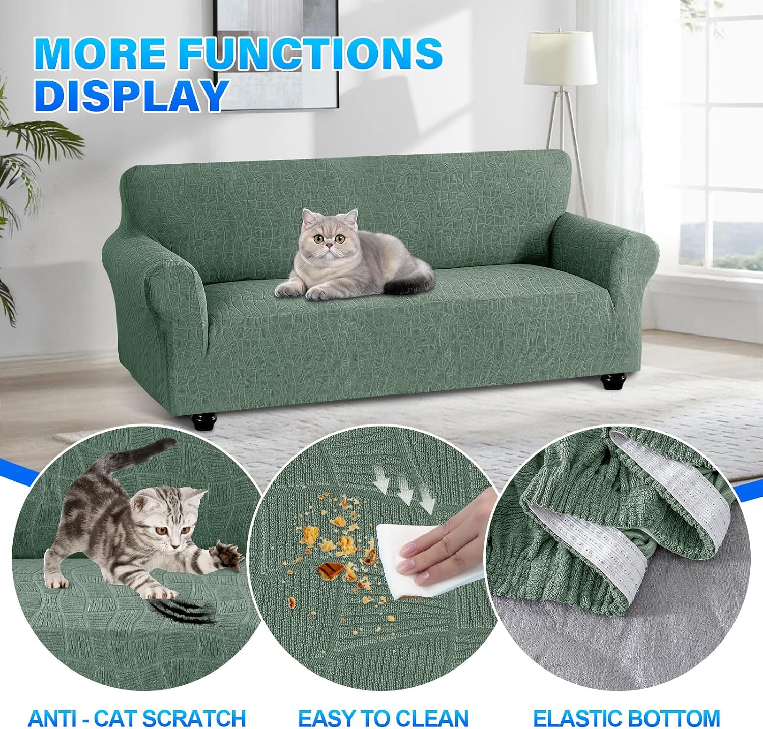 Detalle 2 de Housse de Canapé Imperméable 2 Places avec Accoudoirs – Ystyle, Vert Clair