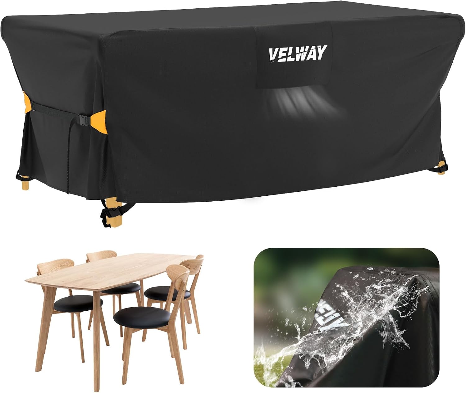 Detalle de Velway Housse Salon de Jardin Imperméable Noir 170x95x74 cm