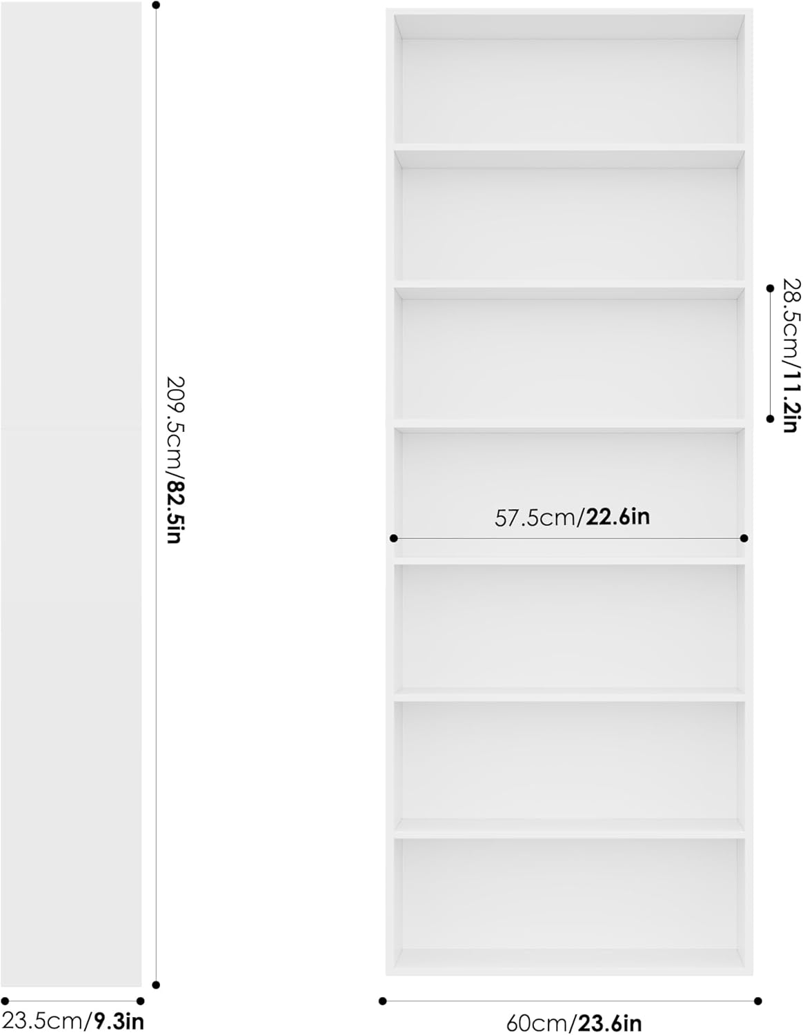 Thumbnail 2 de FirFurd Bibliothèque étagère de rangement 7 niveaux 209,5 x 60 x 23,5 cm (blanc)