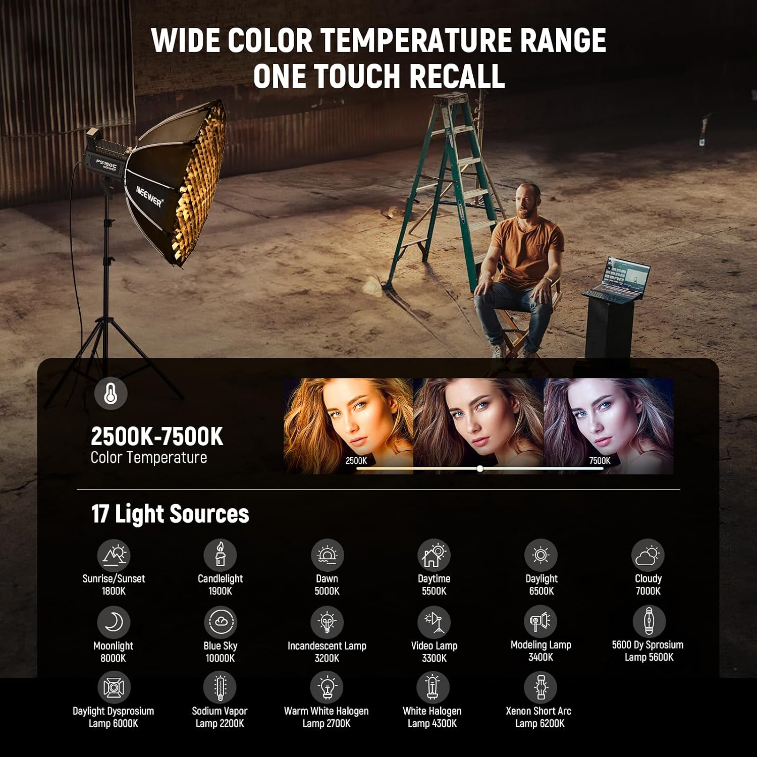 Thumbnail 3 de Neewer FS150C 130W RGB LED Video Light with App/2.4G Control (Bowens mount)