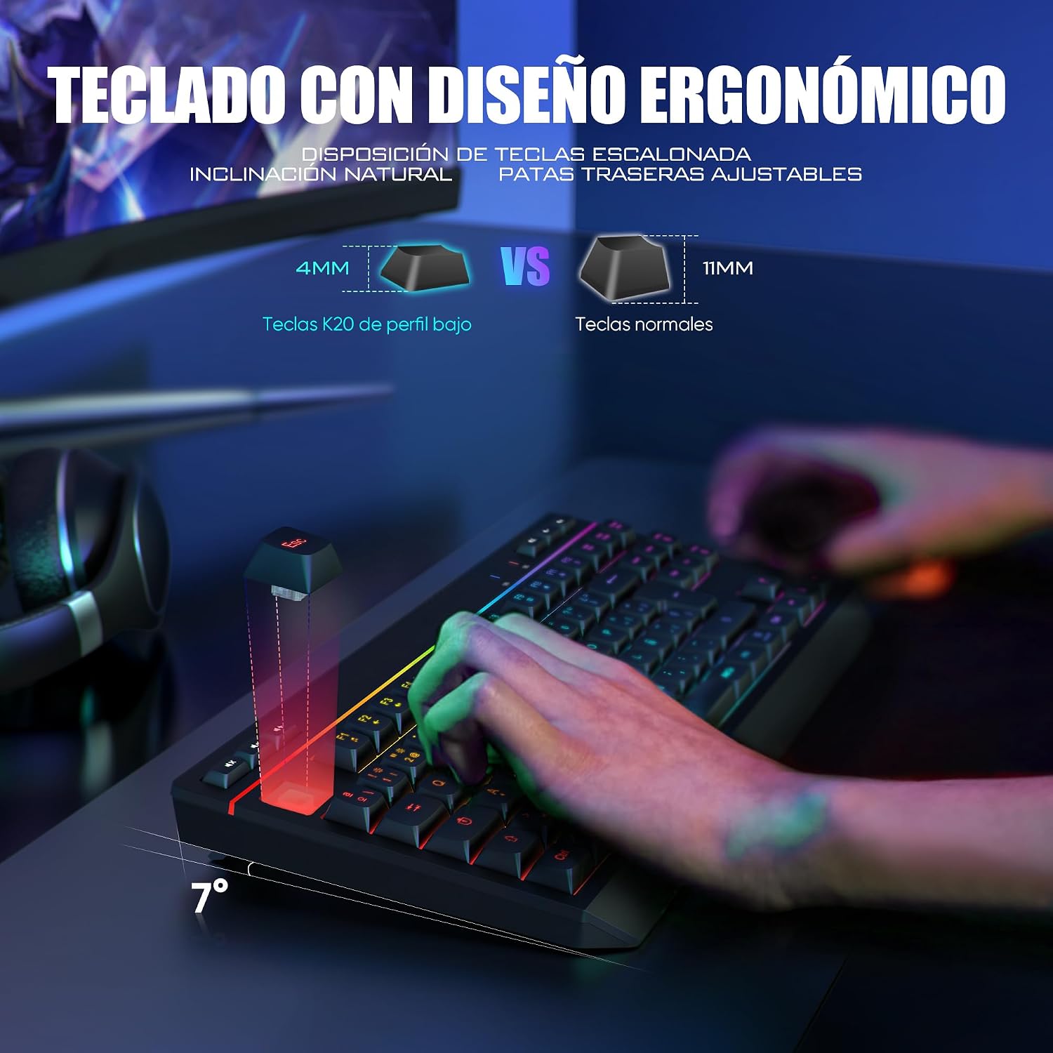 Thumbnail 3 de RedThunder K20 TKL Teclado Gaming inalámbrico RGB