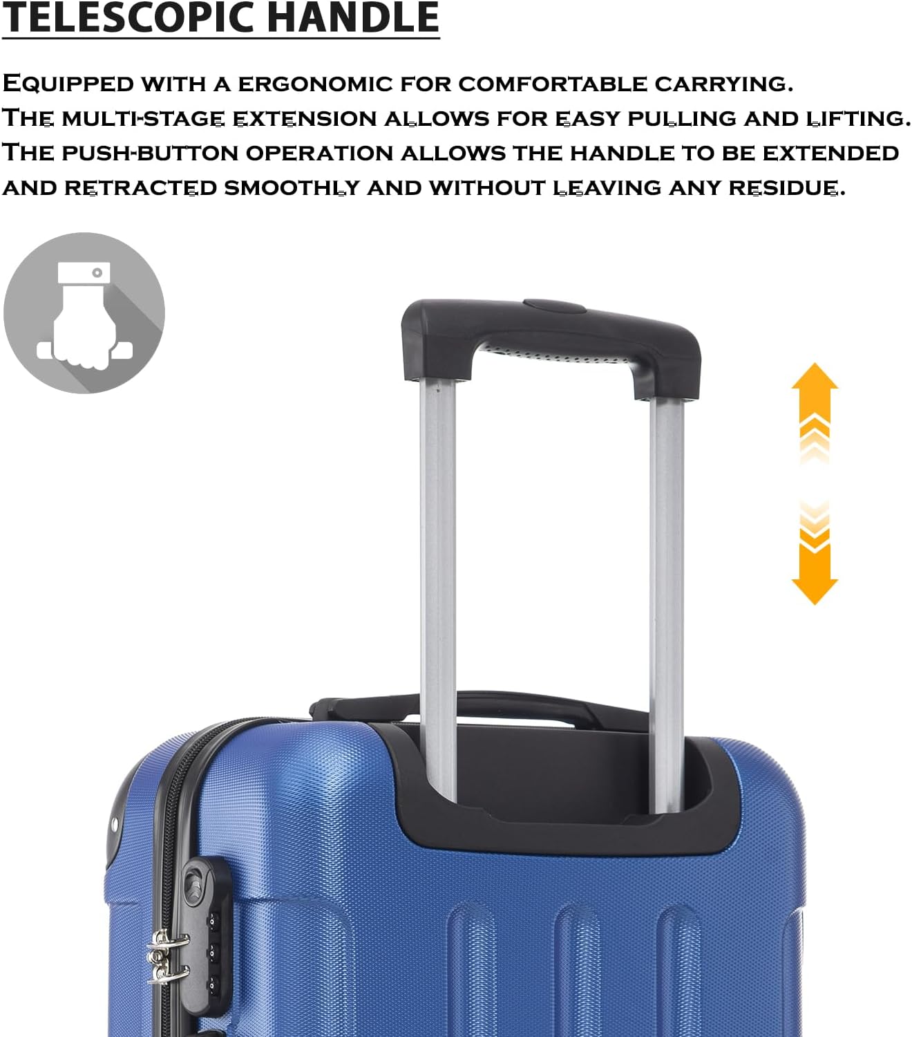 Thumbnail 4 de YONSLY Trolley Koffer Suitcase XL – Hartschalenreisekoffer mit 360° Rollen und Zahlenschloss (Saphirblau)