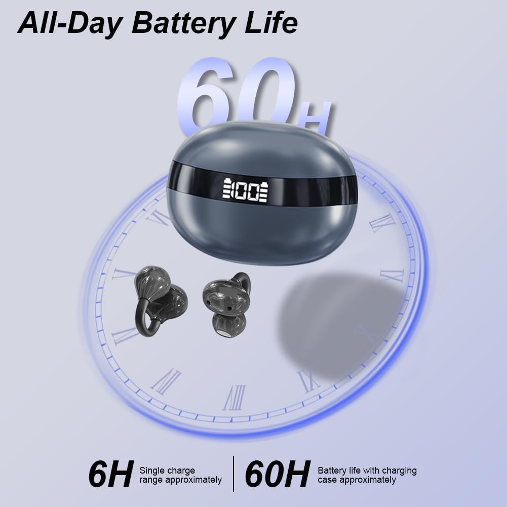 Thumbnail 1 de Caijin Clip-on Open-Ear Bluetooth-Kopfhörer (Bluetooth 6.0) – bis zu 60 Stunden Akku, Clip-Design in Schwarz