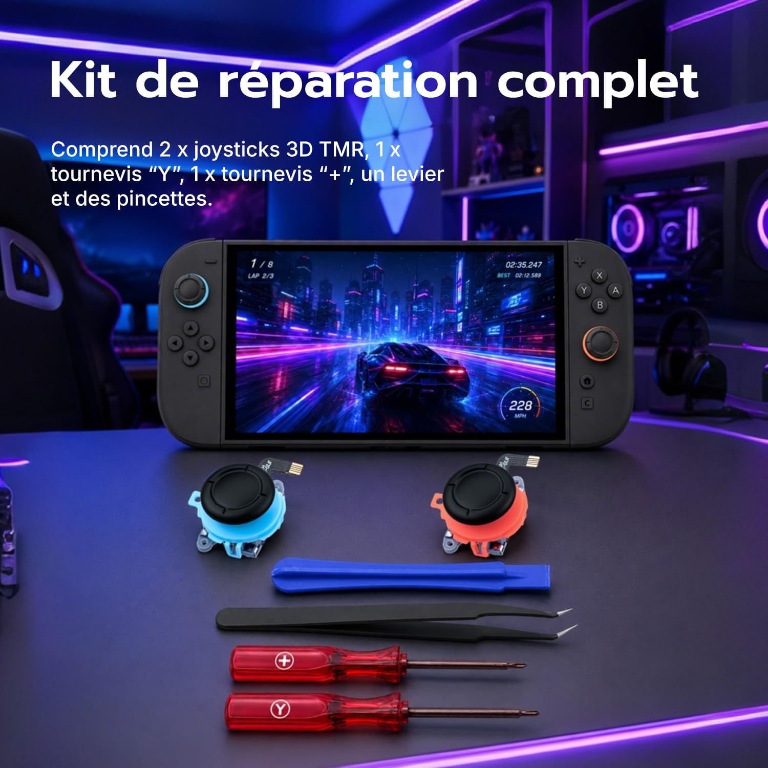 Thumbnail 6 de Wigearss TMR Joysticks Électromagnétiques pour Nintendo Switch 2 – Kit de réparation avec capuchons et outils