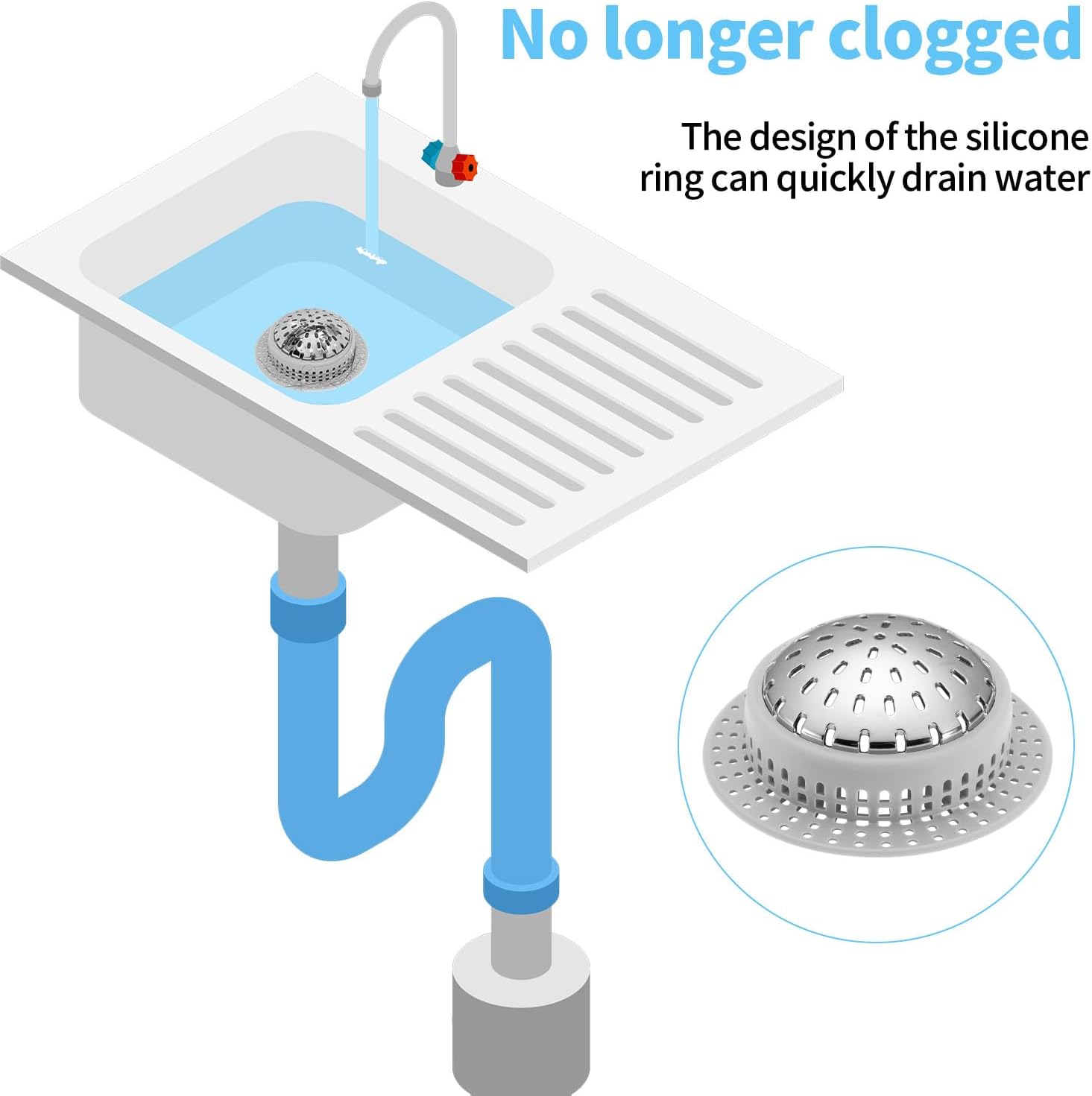 Detalle 2 de Aluvor Bathtub Drain Hair Catcher with Silicone Ring