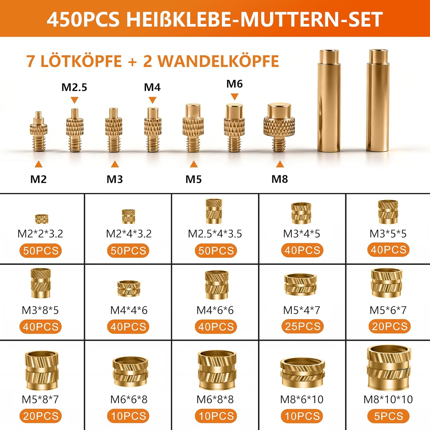 Detalle 2 de 450 Stk Gewindeeinsätze Lötspitzen Set mit LCD-Lötkolben – 80 W, 7 Spezialspitzen, Adapter & Ständer
